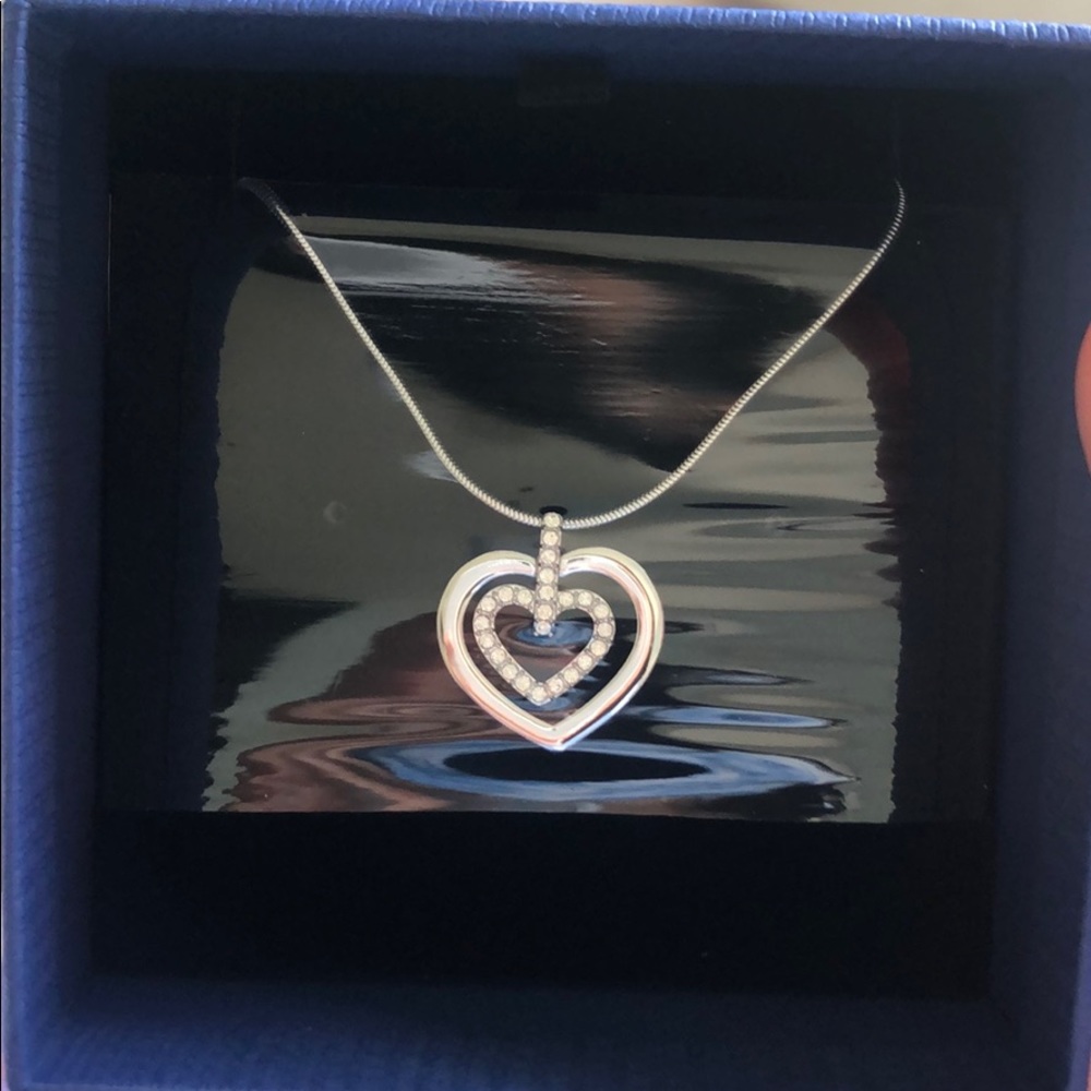 Brand New Swarovski Crystal double heart necklace